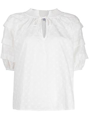 Rails embroidered puff-sleeve blouse - White