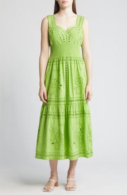 Rails Fawn Smocked Waist Broderie Anglaise Sundress in Island Green