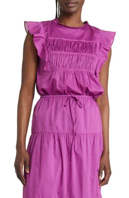 Rails Filomena Ruched Cotton Blouse in Berry