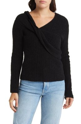 Rails Florence Alpaca Blend Faux Wrap Sweater in Black