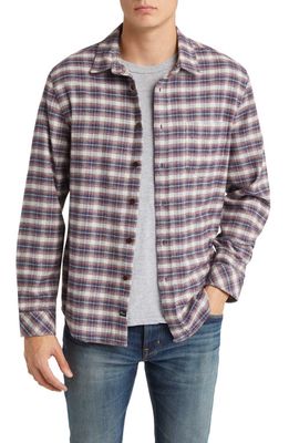 Rails Forrest Plaid Cotton Flannel Button-Up Shirt in Dusk Berry Grey Melange