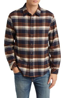 Rails Forrest Plaid Cotton Flannel Button-Up Shirt in Oat Umber Steel
