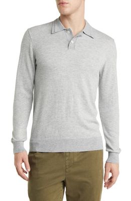 Rails Greenwich Heathered Long Sleeve Polo Sweater in Heather Grey Cream