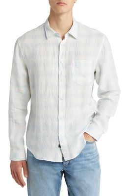 Rails Havana Check Linen Button-Up Shirt in Halo Turquoise Taffy