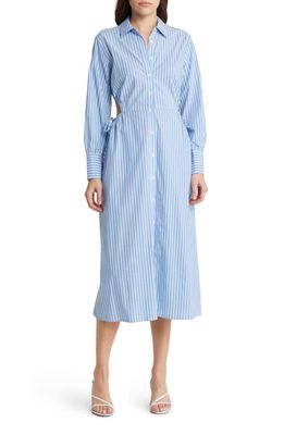 Rails Holly Stripe Long Sleeve Cotton Blend Shirtdress in Lucia Stripe Blue