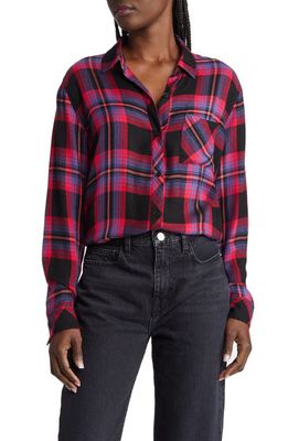 Rails Hunter Plaid Button-Up Shirt in Black Coral Teal