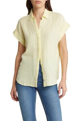Rails Jamie Crinkled Organic Cotton Shirt in Citron