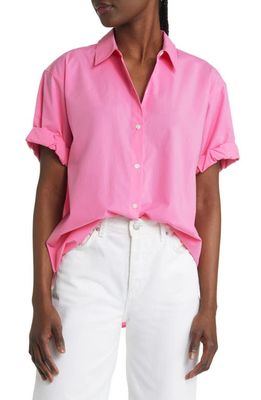 Rails Jojo Rolled Sleeve Cotton Blend Button-Up Shirt in Hot Pink