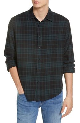 Rails Lennox Relaxed Fit Plaid Cotton Blend Button-Up Shirt in Emerald Shadow