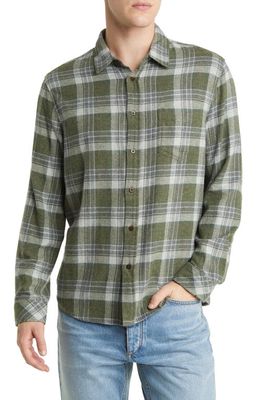 Rails Lennox Relaxed Fit Plaid Cotton Blend Button-Up Shirt in Green Hollow Grey Melange