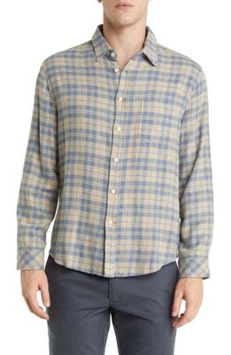 Rails Lennox Relaxed Fit Plaid Cotton Blend Button-Up Shirt in Oatmeal Atlantic Heather