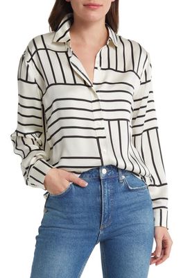 Rails Mara Silk Button-Up Shirt in Patchwork Stripe