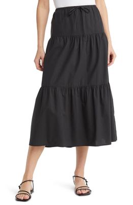 Rails Mary Tiered Cotton Blend Midi Skirt in Black