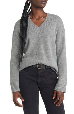 Rails Michelle Heather Wool & Cashmere V-Neck Sweater in Heather Grey