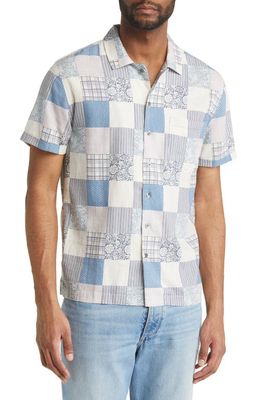 Rails Moreno Patchwork Print Short Sleeve Linen Blend Button-Up Shirt in Spring Patchwork