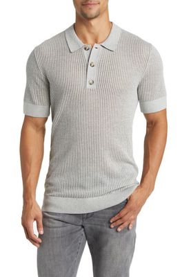 Rails Nathan Short Sleeve Polo Sweater in Grey Melange