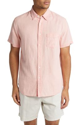 Rails Paros Solid Short Sleeve Linen Blend Button-Up Shirt in Agate