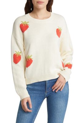 Rails Perci Strawberry Print Cotton Blend Sweater in Strawberries