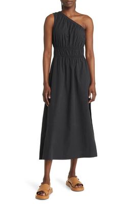 Rails Selani One-Shoulder Cotton Poplin Dress in Black