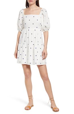 Rails Selene Floral Embroidered Cotton Fit & Flare Dress in Navy Embroidered Daisies