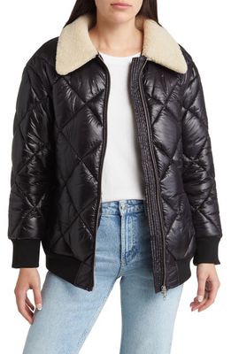 Rails Shay Faux Shearling Collar Quilted Jacket in Black