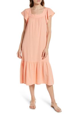 Rails Skylar Cotton Gauze Midi Dress in Peach Amber