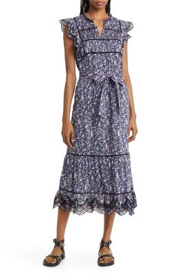 Rails Sofie Floral Ruffle Cotton Dress in Midnight Hyacinth