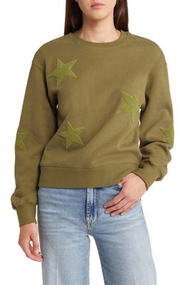 Rails Sonia Star Appliqué Cotton Blend Sweatshirt in Olive