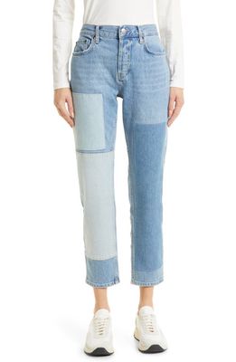 Rails The Atwater High Waist Relaxed Straight Leg Jeans in Faded Blue Patchwork