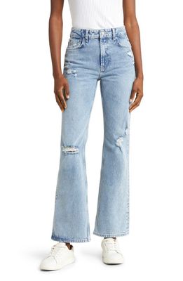 Rails The Sunset Ripped High Waist Flare Leg Jeans in Bluebell Distress