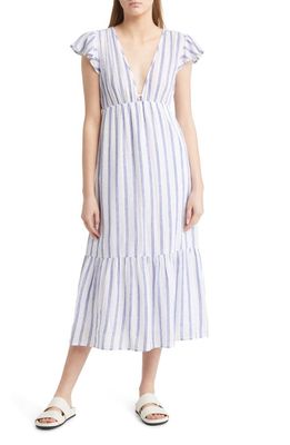 Rails Tina Flutter Sleeve Stripe Midi Dress in Villa Stripe