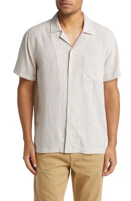 Rails Waimea Stripe Short Sleeve Linen Blend Button-Up Shirt in Ivory Toast Stripe