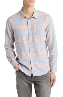 Rails Wyatt Plaid Cotton Button-Up Shirt in Coral Blue Melange