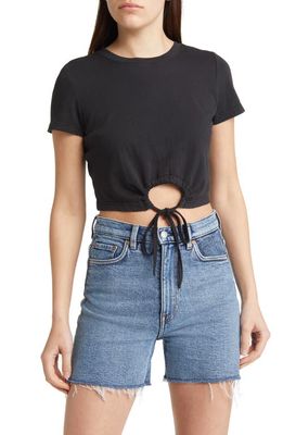 Rails Zena Cutout Tie Front Crop Cotton T-Shirt in Black