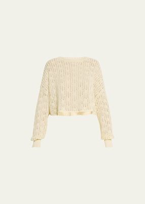 Rain Crochet Cropped Crewneck Sweater