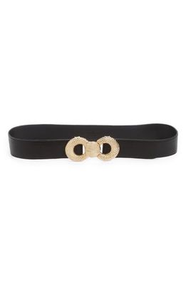 Raina Bowie Textured Bow Leather Belt in Black