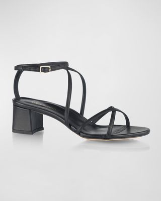 Raina Leather Strappy Block-Heel Sandals