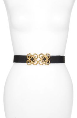 Raina Torchon Rope Buckle Leather Belt in Navy