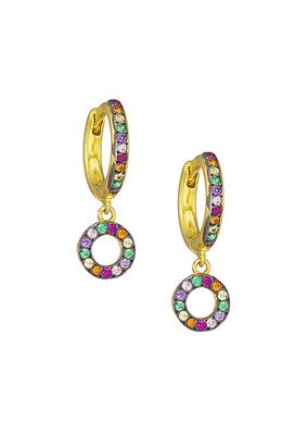 Rainbow Candy 18K Gold-Plated & Zircon Midi Hoop Earrings
