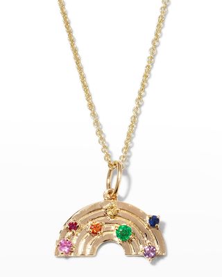 Rainbow Charm on Light Tiffany Chain Necklace