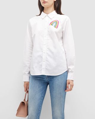 Rainbow Embroidered Button-Down Shirt