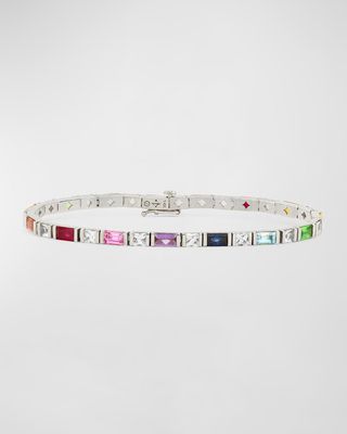 Rainbow Gemstones 14K Bar-Set Tennis Bracelet