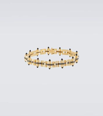 Rainbow K Celeste 14kt gold link bracelet with diamonds and onyx