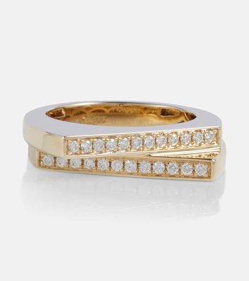 Rainbow K Handcuff 9kt gold ring with diamonds