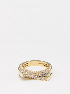 Rainbow K - Handcuff Diamond & 14kt Gold Ring - Womens - Gold Multi