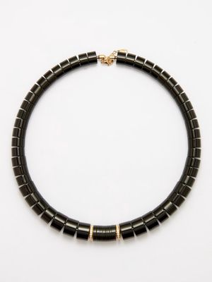 Rainbow K - Summer Diamond, Agate & 9kt Gold Necklace - Womens - Black Multi
