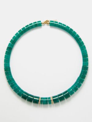Rainbow K - Summer Diamond, Agate & 9kt Gold Necklace - Womens - Green Multi