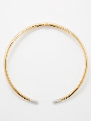 Rainbow K - Tube Diamond & 14kt Gold Necklace - Womens - Gold Multi