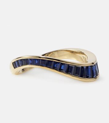 Rainbow K Wave 9kt gold ring with sapphires