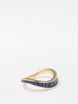 Rainbow K - Wave Sapphire & 9kt Gold Ring - Womens - Blue Multi